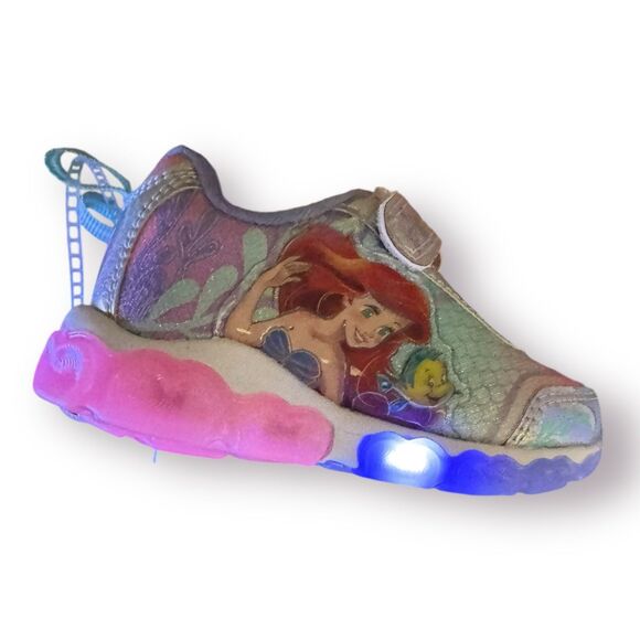 Disney Little Mermaid‎ Laceless Light Up Shoes Toddler Size 6 - Picture 6 of 6
